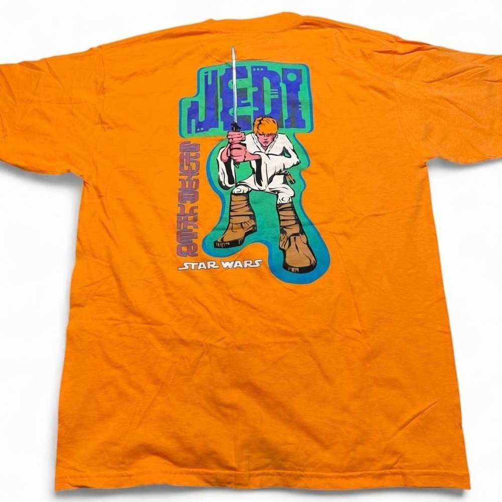 Vintage Star Wars 1997 Jedi Luke Retro Pop Graphic Tee Orange XL Winterland New